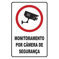 Imagem de Placa em Poliestireno 20X30 Cm - Monitoramento por Cameras, SINALIZE, 250BN, Branca