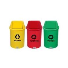 Imagem de Lixeira Coleta Seletiva Plástico TVV RED 13 L CJ 3 JS