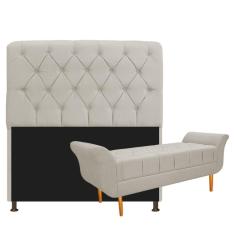 Imagem de Kit Cabeceira e Recamier 195 Cm King Size Suede Bege