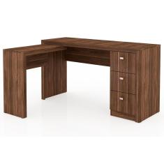 Imagem de Mesa De Escritorio Me4101 C 3 Gavetas Nogal Tecno Mobili