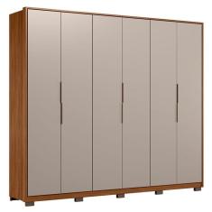 Imagem de Guarda Roupa Casal Atrice 6 Portas Nogueira Nude Prime TX com Pés Demóbile - Demartêz