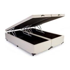 Imagem de Base Box Baú King Bipartido Sintético Bege - 39x198x203