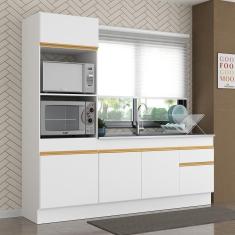 Imagem de Cozinha Compacta Com Rodapé Com Armário E Balcão Branca