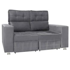 Imagem de Sofá Retrátil E Reclinável 2 Lugares Londres 1.60cm Com Molas Suede Speciale Home Chumbo