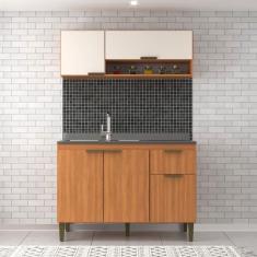 Imagem de Cozinha Compacta Alana 5 Portas 1 Gaveta Freijó/Off White - Jcarvalho