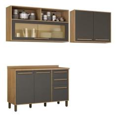 Imagem de Cozinha Compacta 2 Armários Aéreos E 1 Balcão Salvador - Valdemóveis