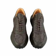 Imagem de Tênis masculino de cano alto autêntico autêntico pele de avestruz genuíno couro exótico feminino casual macio cadarço sapatilha para caminhada, Marrom, 41