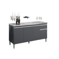 Imagem de Balcão de Cozinha Tatiane 150cm Cinza S/Tampo - AJL Móveis
