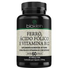Imagem de Ferro, Ácido Fólico E Vitamina B12 - 60 Cápsulas - Bioklein