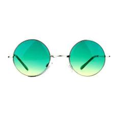 Imagem de SA106 Óculos de sol hippie redondos com lentes circulares gradientes coloridas de verão, Prata, One Size
