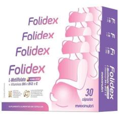Imagem de 4 Caixa Folidex L-Metilfolato + Vitaminas B6 B12 E E 30 Cápsulas Maxin