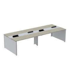 Imagem de Mesa de Plataforma Dupla para 4 Pessoas Corporativa 140x140/4p Nogueira Casblanca/Cinza
