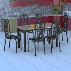 Imagem de Conjunto De Mesa Granada Com 6 Cadeiras  Prata E  Floral Gr