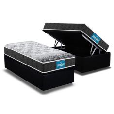 Imagem de Cama Box Baú Solteiro: Colchão Ortopédico Probel D28 / EP Guarda Costas PróMiddle Double Face + Base CRC Suede Black(88x188)
