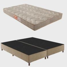 Imagem de Box Queen Júlia 42x158x198cm com Colchão Queen Unique D33 Duoface 25x158x198cm Rustico Bege
