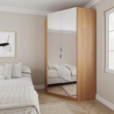 Imagem de Guarda Roupa De Canto Closet Com 6 Prateleiras E Portas De Espelho Mod