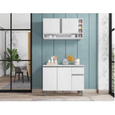 Imagem de Kit Armario Para Cozinha Compacto Vanessa Balcão 105cm Cor Branco Ajl