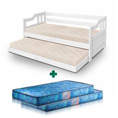Imagem de Sofá Cama Solteiro Madeira Maciça Com Auxiliar Branco Atraente Com Colchão Gazin