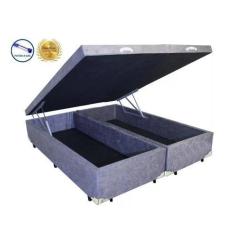 Imagem de Cama Box Baú King Blue Bipartido Acolchoes Suede Cinza 41X193x203