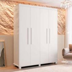 Imagem de Guarda Roupa Solteiro 100% Mdf 4 Portas Branco Viena Fênix