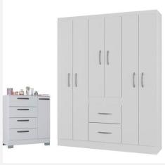 Imagem de Cômoda 868 4 Gavetas E 1 Porta Com Guarda Roupa Casal Milão 6 Portas B
