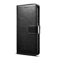 Imagem de NEKOYA Capa de telefone para Meizu M15, capa carteira flip de couro liso com compartimento para cartão, suporte e fecho magnético, capa de couro Meizu M15 preta