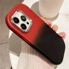 Imagem de Capa de telefone com padrão oval de cor gradiente para iPhone 14 11 12 13 15 Pro Max Plus XR X XS Capa de silicone macio à prova de choque, vermelho preto, para iPhone 14 ProMax