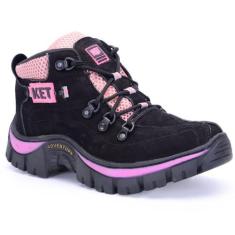 Imagem de Tenis Bota Feminino Couro Legitimo Coturno Adventure Preto - Ketter Bo