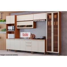 Imagem de Cozinha Modulada Completa Requinte 7 Peças (2Aéreos+2Balcões+2Paneleiros+1Complemento) CZ103 Nature/Areia - Henn