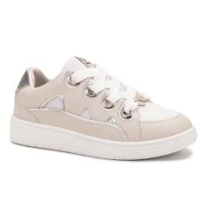 Imagem de Tênis Feminino Couro Cadarço Moderno Antiderrapante Casual-Feminino