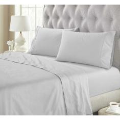 Imagem de Superior Jogo de lençol de cama de algodão orgânico 300 fios, inclui 1 lençol com elástico alto, 1 lençol de cima, 2 fronhas, tecido percal, decoração de cama fofa, lençóis básicos, casal, prata