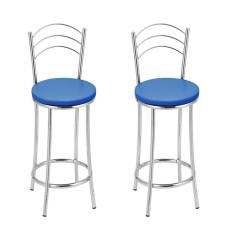 Imagem de Kit 2 Banquetas Bc26-c A103 Cromada/Azul