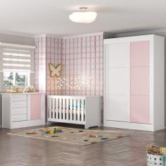 Imagem de Quarto de Bebê Completo Guarda Roupa 2 Portas 2 Gavetas com Cômoda e B