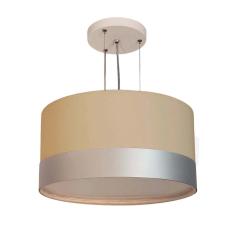 Imagem de Lustre Pendente Cúpula Cáqui Com Detalhe Prata 30X15