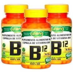 Imagem de Vitamina B12 Cobalamina Vegana 60 Cápsulas 450Mg Kit Com 3