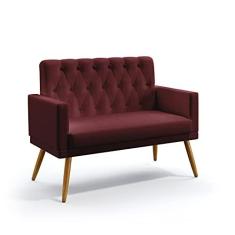 Imagem de Poltrona Namoradeira Decorativa Estofada Nina Com Rodapé E Botões Capitonê Sued Bordô Aradecor