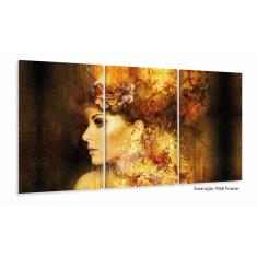 Imagem de Quadro Decorativo Mulher Abstrata Escritório Tecido 3 Peças