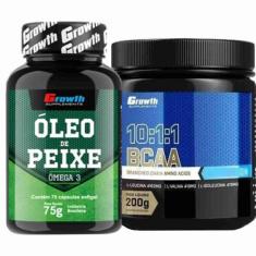 Imagem de Kit Omega 3 75 Caps + Bcaa 10:1:1 Em Pó 200G Growth Supplements