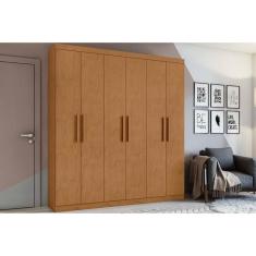 Imagem de Guarda Roupa Casal 6 Portas e 3 Gavetas Jazz Amêndoa - Lopas