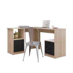 Imagem de Escrivaninha Tames em L 1 Porta 2 Gavetas Albatroz Nature/Preto