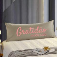 Imagem de Travesseiro De Corpo Body Pillow 40x130cm Suede Bege Gratidão Rosa - F