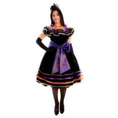 Imagem de Fantasia Bruxa Caveira Mexicana de Luxo de Halloween Adulto - Fantasia
