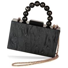 Imagem de NUSTTAL Bolsa feminina de acrílico, bolsa de ombro marmorizada para festa de casamento, coquetel, formatura, Preto, Small