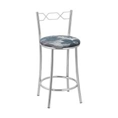 Imagem de Kit 2 Banquetas Cromadas BC51C de Metal e Assento Espuma D15 Treparoni - Azul