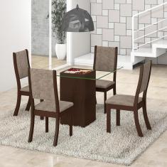 Imagem de Conjunto Para Sala De Jantar Mesa E 4 Cadeiras Viero Via Choco/Canela