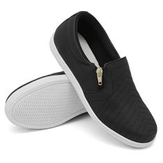 Imagem de Tênis Slip On Feminino com Zíper Detalhe em Costura Frontal e Sola Reta-Feminino