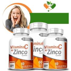 Imagem de Kit Com 3 Potes Vitamina C + Zinco 500Mg C/60 Cápsulas