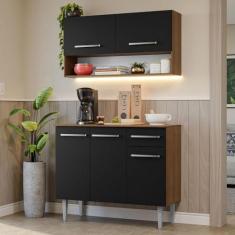 Imagem de Armário de Cozinha Compacta 105cm Rustic/preto Emilly Madesa 03