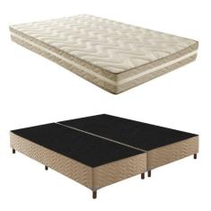 Imagem de Box Queen Florença 42x158x198cm com Colchão Queen Unique D33 Plus Duoface 25x158x198cm Rustico Bege