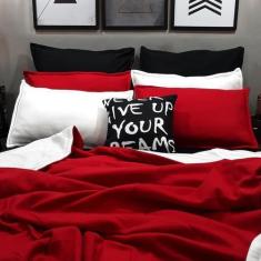 Imagem de Jogo De Cama Casal Comum 9 Peças Tricolor Com Cobertor Soft - Casa Da